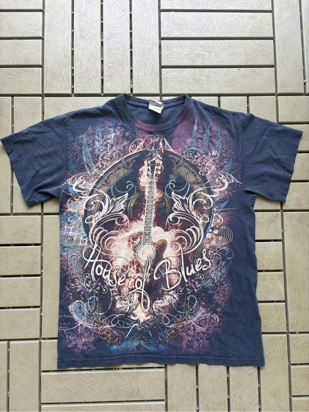 House of Blues Graphic Tee - Navy Guitar Design